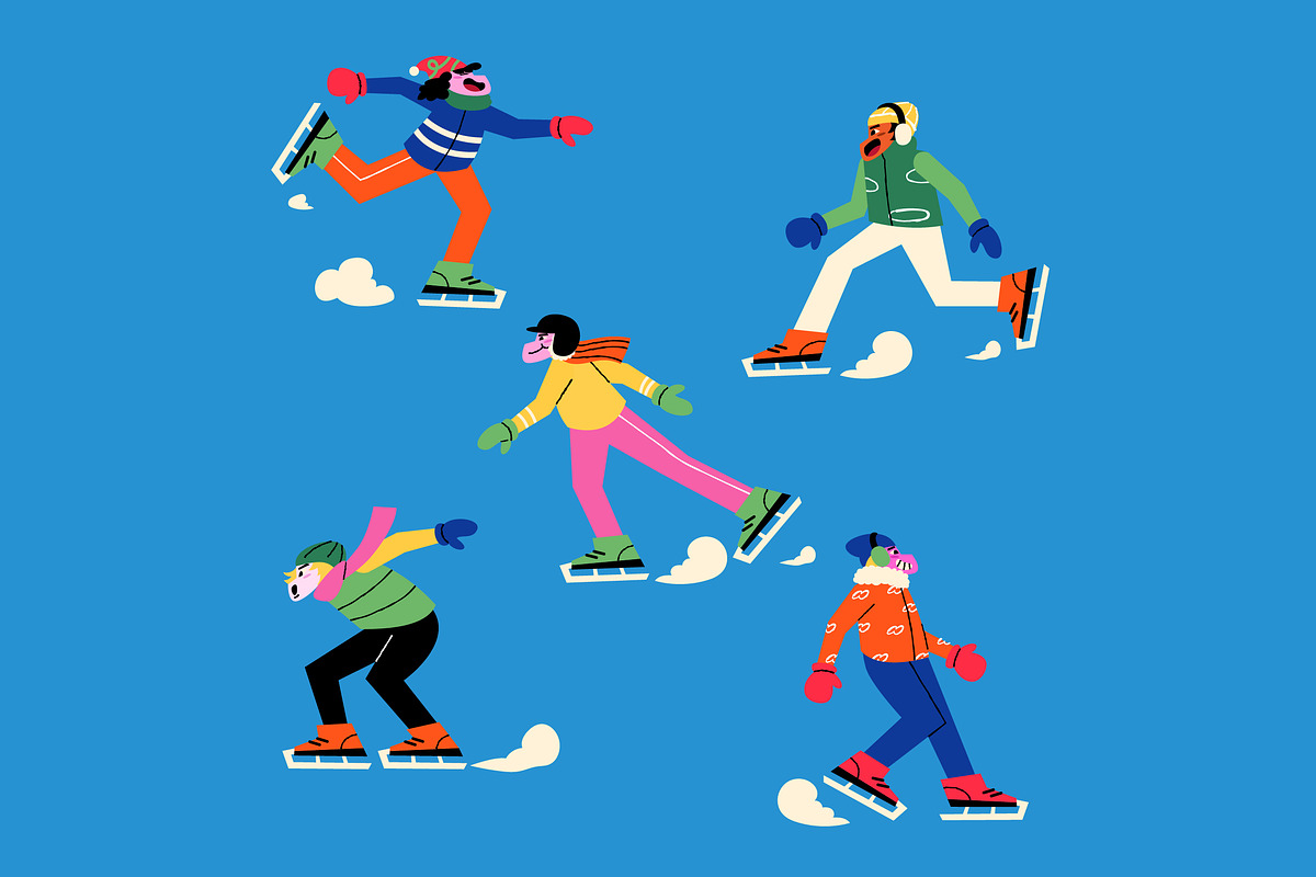 Ice Skating Asset Illustration, an Illustration by graphicook