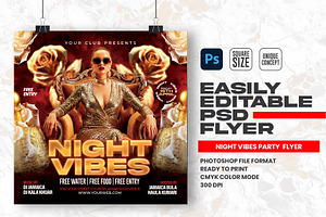 Night Vibes Party Flyer Template, a Flyer Template by Shajib Shikder