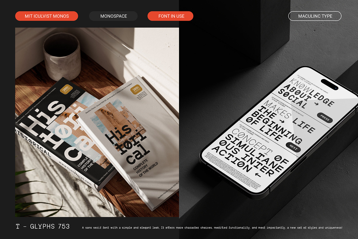 MIT Iculvist Monos | Variable, a Sans Serif Font by Maculinc Type (Photo 6 of 12)