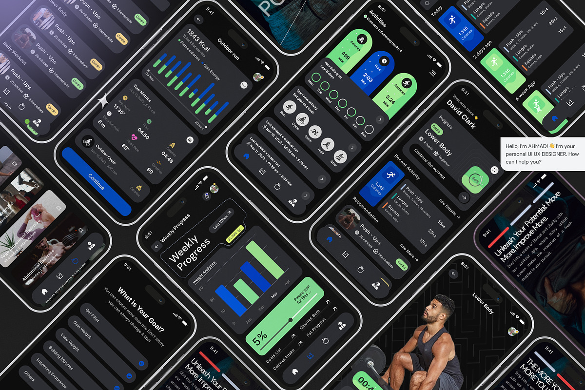 Fitness App | Exercise app | Workout, an UI Kit Template by Muhammad_Ahmad (Photo 4 of 6)