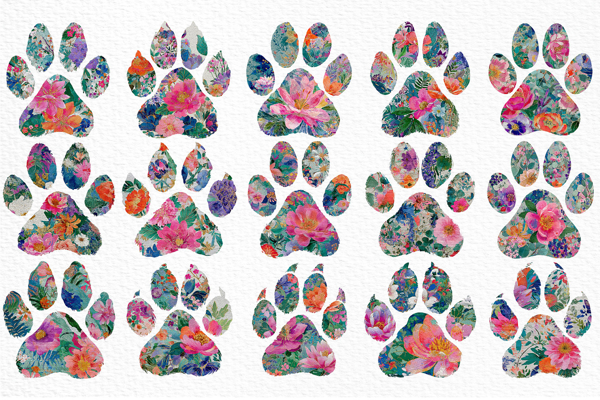 Floral Dog Paw Prints Clipart, a Seasonal Illustration by Craft Nest (Photo 6 of 6)