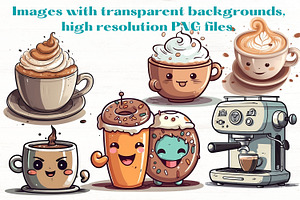 Cartoon Coffee Shop Clipart Set