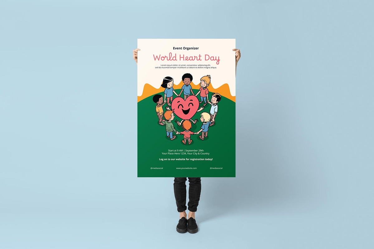 World Heart Day Poster/ Flyer, a Flyer Template by Juru Rancang Graphic (Photo 3 of 3)