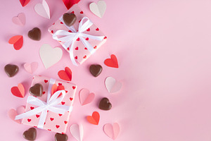 Cute pink background for Valentine Day, a Holiday Photo by Rimma