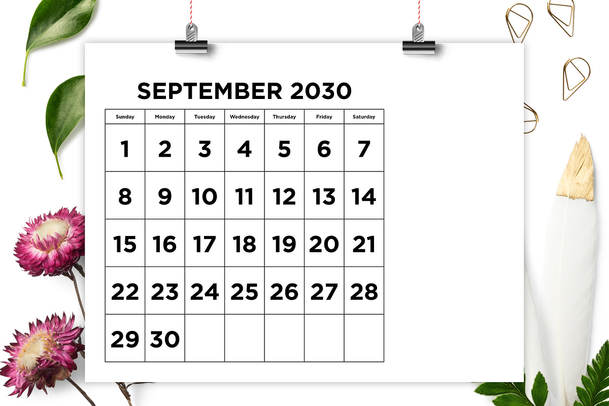 2030 Large Number 8.5x11 Calendar, a Stationery Template by Running With Foxes (Photo 4 of 5)
