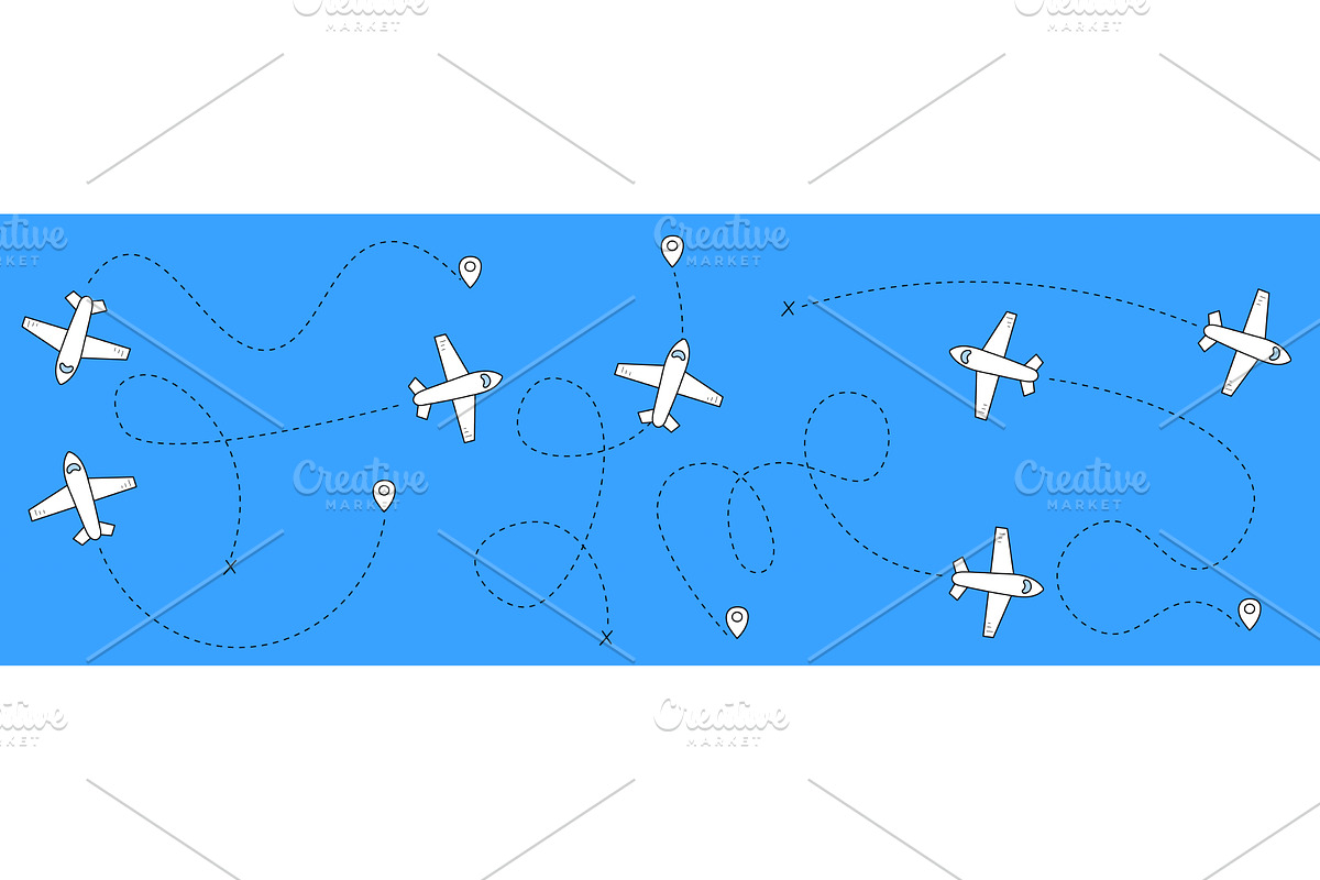 Plane route map collection, a Transportation Illustration by art PVP - market