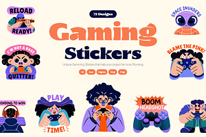 Gaming Stickers Set, an Emoji Icon by Brickclay