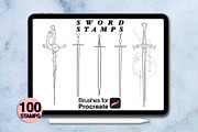 100 procreate sword stamps, a Brush Add-On by Arts For Peace (Thumbnail 6 of 9)