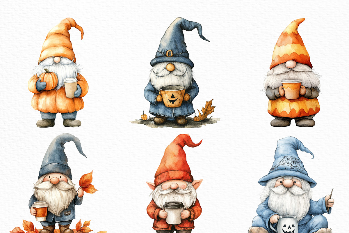 Halloween Coffee Gnome Clipart, an Illustration by Craft Nest (Photo 3 of 6)