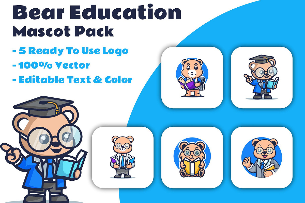 Bear Mascot Logo Bundle Set, a Branding & Logo Template by Artnivora.Std
