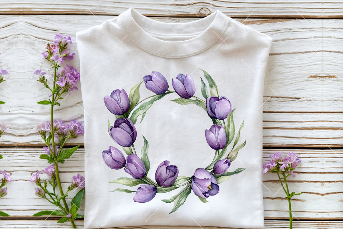 Purple Tulips Spring Girl Clipart, an Illustration by OK Design (Photo 5 of 6)