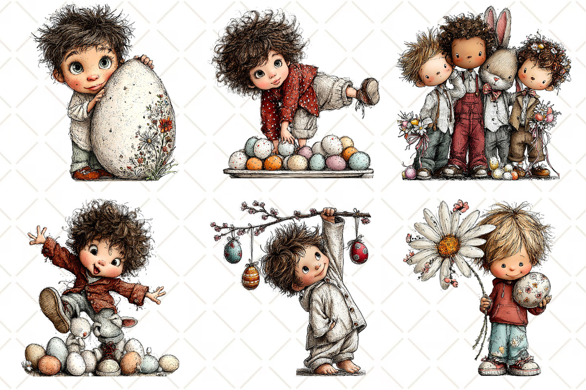 Whimsical Easter Boy Clipart, an Illustration by Black Bird Studio (Photo 5 of 6)
