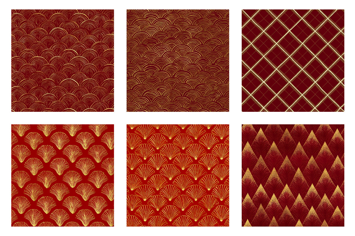 Chinese New Year Seamless Patterns, an Illustration by OK Design (Photo 3 of 3)