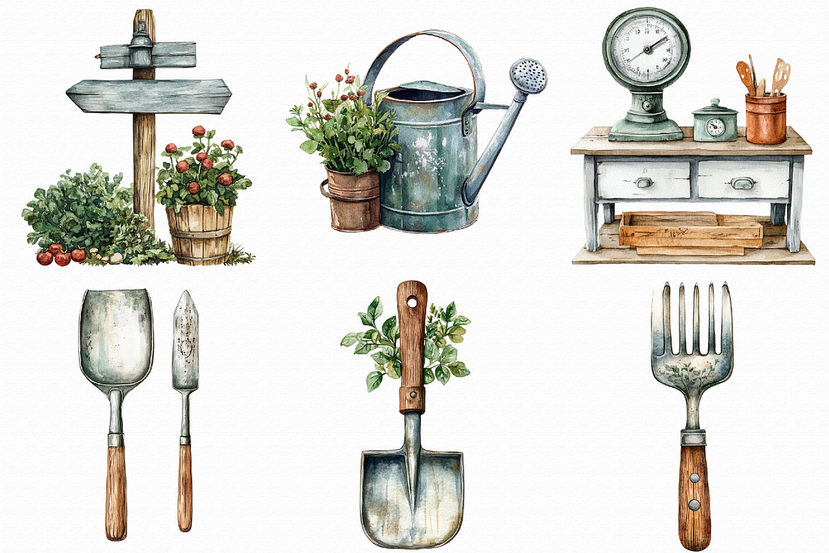 Watercolor Garden Tool Clipart, an Illustration by Libby Wishes (Photo 3 of 5)