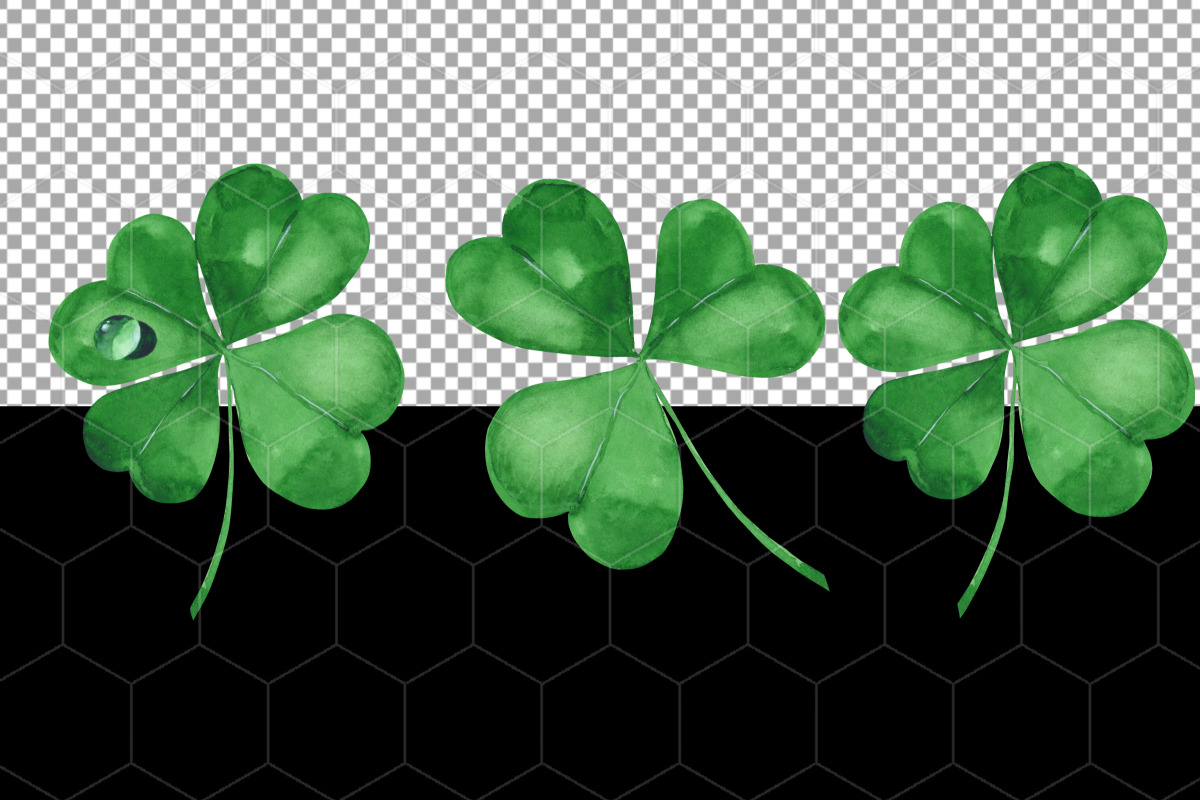 Watercolor Clover Pattern & Clipart, a Seasonal Illustration by Gribanessa (Photo 3 of 4)