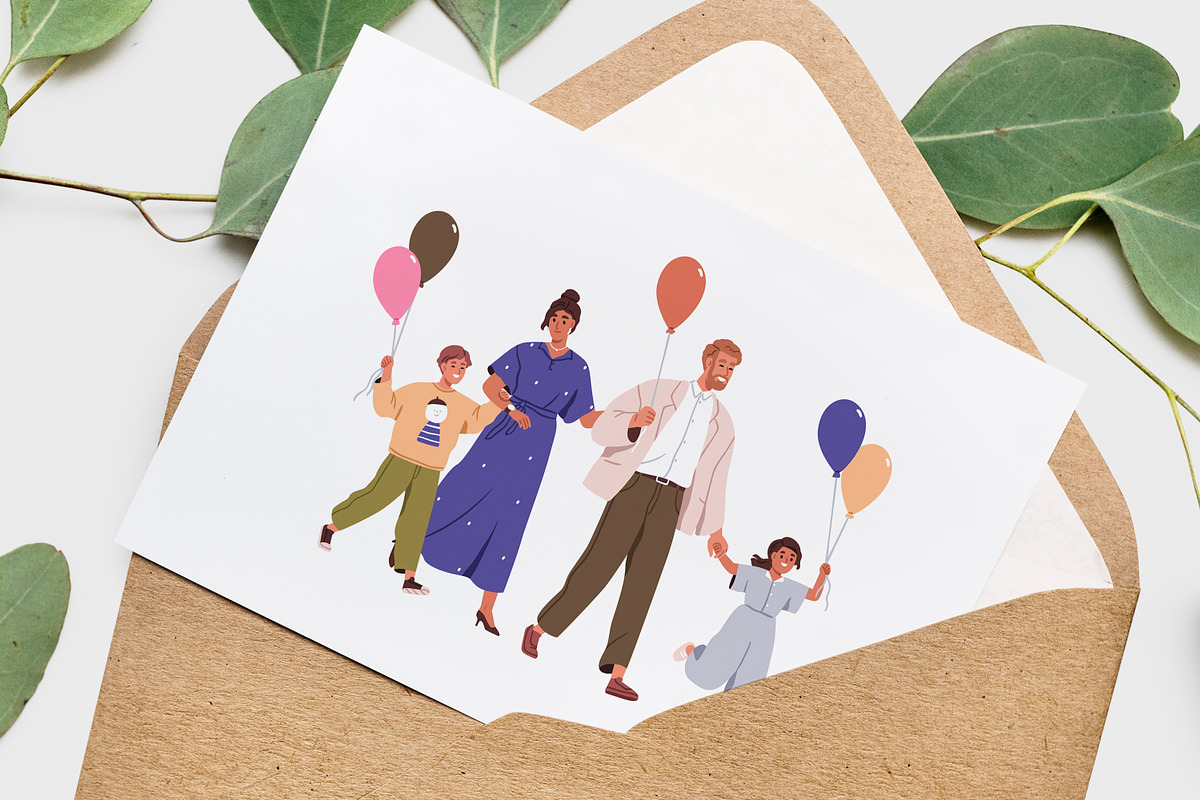 Happy families with balloons set, a Person Illustration by Good Studio (Photo 6 of 6)