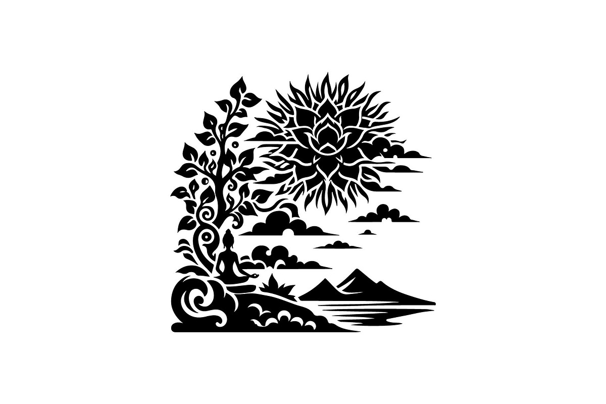 Romantic Asian Landscape SVG Set, an Object Graphic by Gfx_Store (Photo 9 of 13)