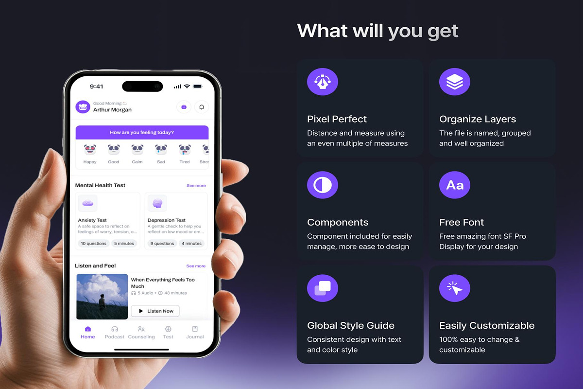 Tentrem - Mental Health App UI Kit, an UI Kit Template by Lumina_ui_ux202 (Photo 2 of 6)
