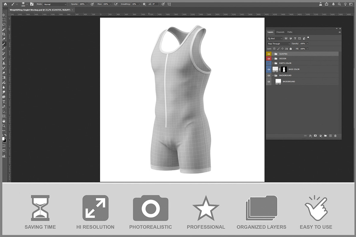 Weightlifting Singlet Mockup PSD, an Advertising Mockup by Bruno's Shop (Photo 2 of 3)