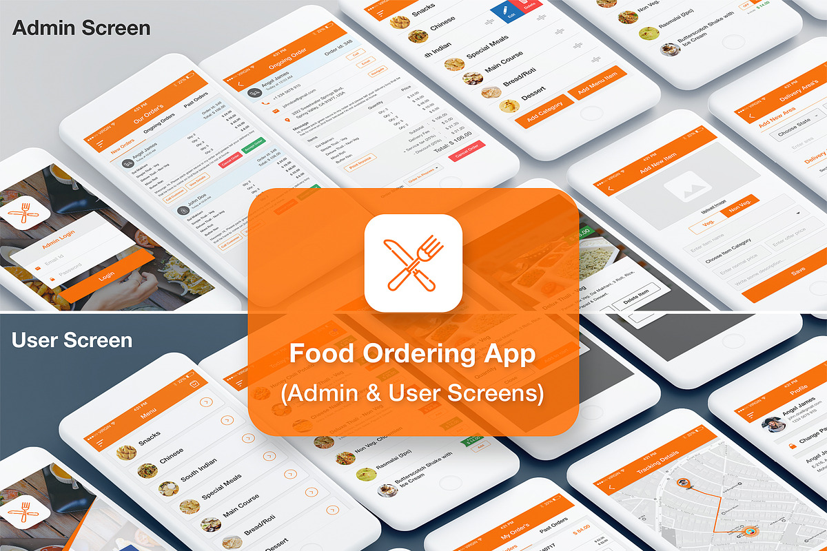 Food Ordering Admin & User, an UI Kit Template by App Innovation (Photo 1 of 7)