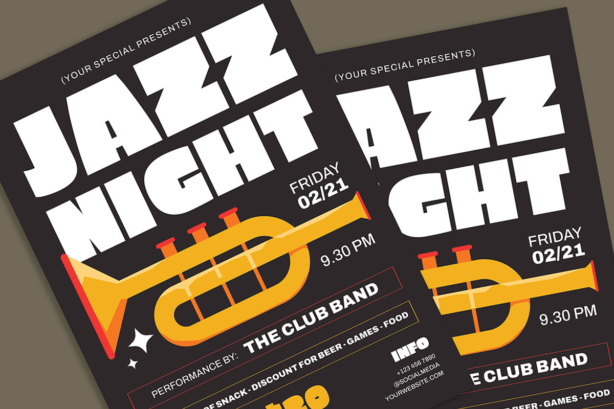 Jazz Night Flyer, a Flyer Template by Gumico Studio. (Photo 3 of 3)