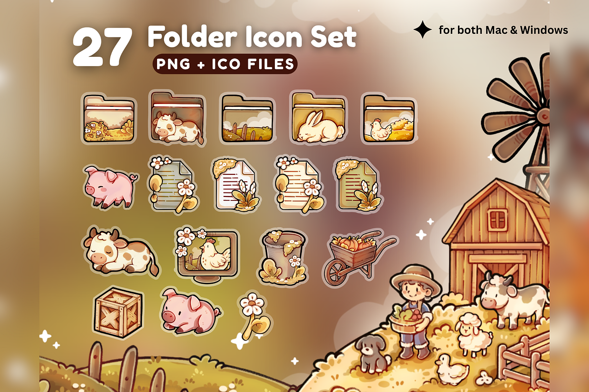 Farm Harvest Desktop Folder Icon Set, a Wallpaper Graphic by TheDoodleSweets (Photo 2 of 6)
