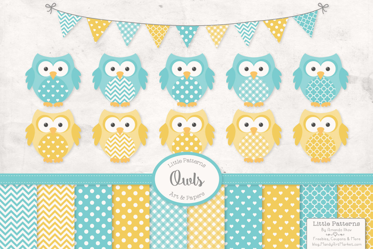 Fresh Blue Owl Vectors & Papers, an Animal Illustration by Amanda Ilkov (Photo 1 of 3)