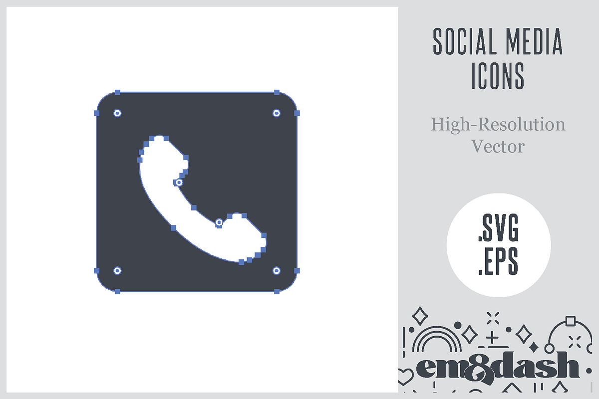 11 Square Social Media Icons Custom, an Outline Icon by Em & Dash (Photo 3 of 3)