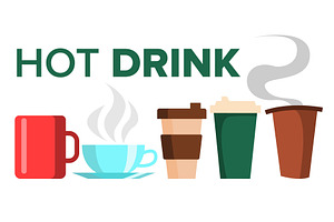 Hot Drink Mug Cup Vector. Coffee