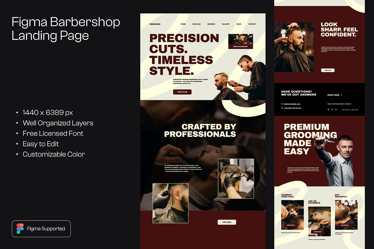 Figma Barbershop Landing Page, a Landing Page Template by Musara (Photo 1 of 6)