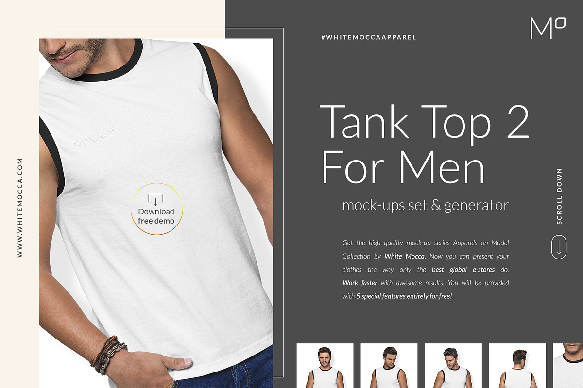 Men Tank Top Mock-ups Set FREE DEMO, a Books & Magazine Mockup by Apparel_Mockups (Photo 5 of 25)
