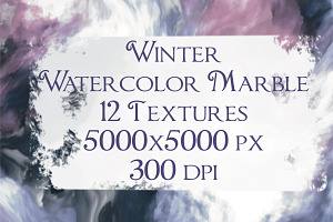 Winter Watercolor Marble Textures