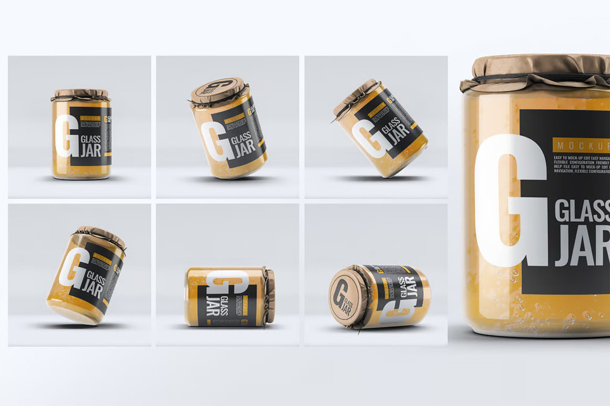 Glass Jar Mock-Up, a Packaging Mockup by DesignRushMarket (Photo 1 of 8)