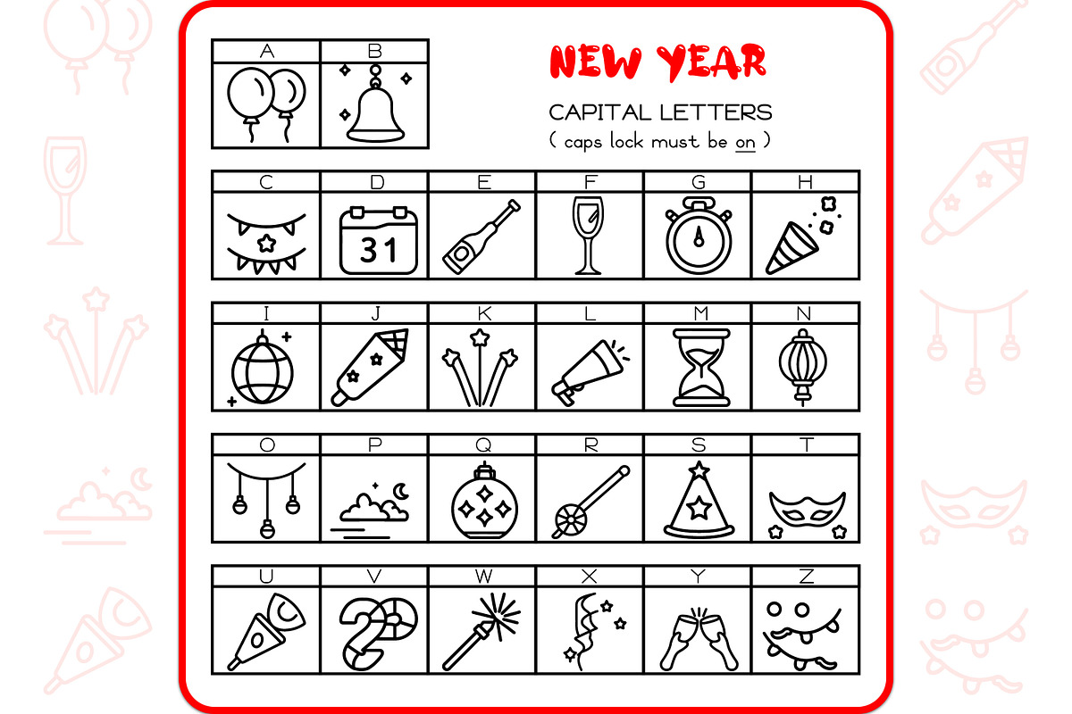 New Year Icons - Dingbat Font, a Symbol Font by WADLEN (Photo 2 of 7)