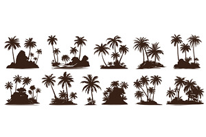 Palm tree silhouette set. Tropical, an Object Illustration by Stock-Smart-Start