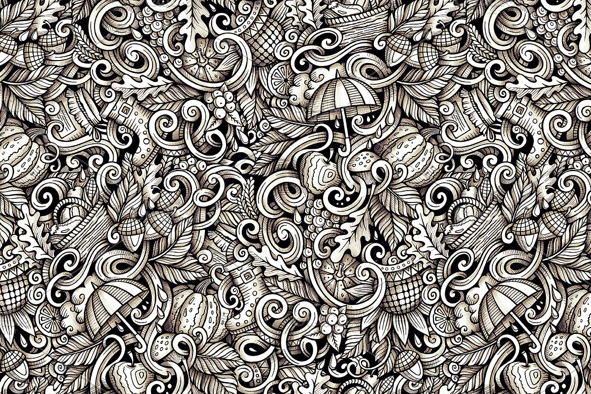 Autumn Graphics Doodles Patterns, a Decorative Illustration by BALABOLKA (Photo 5 of 6)