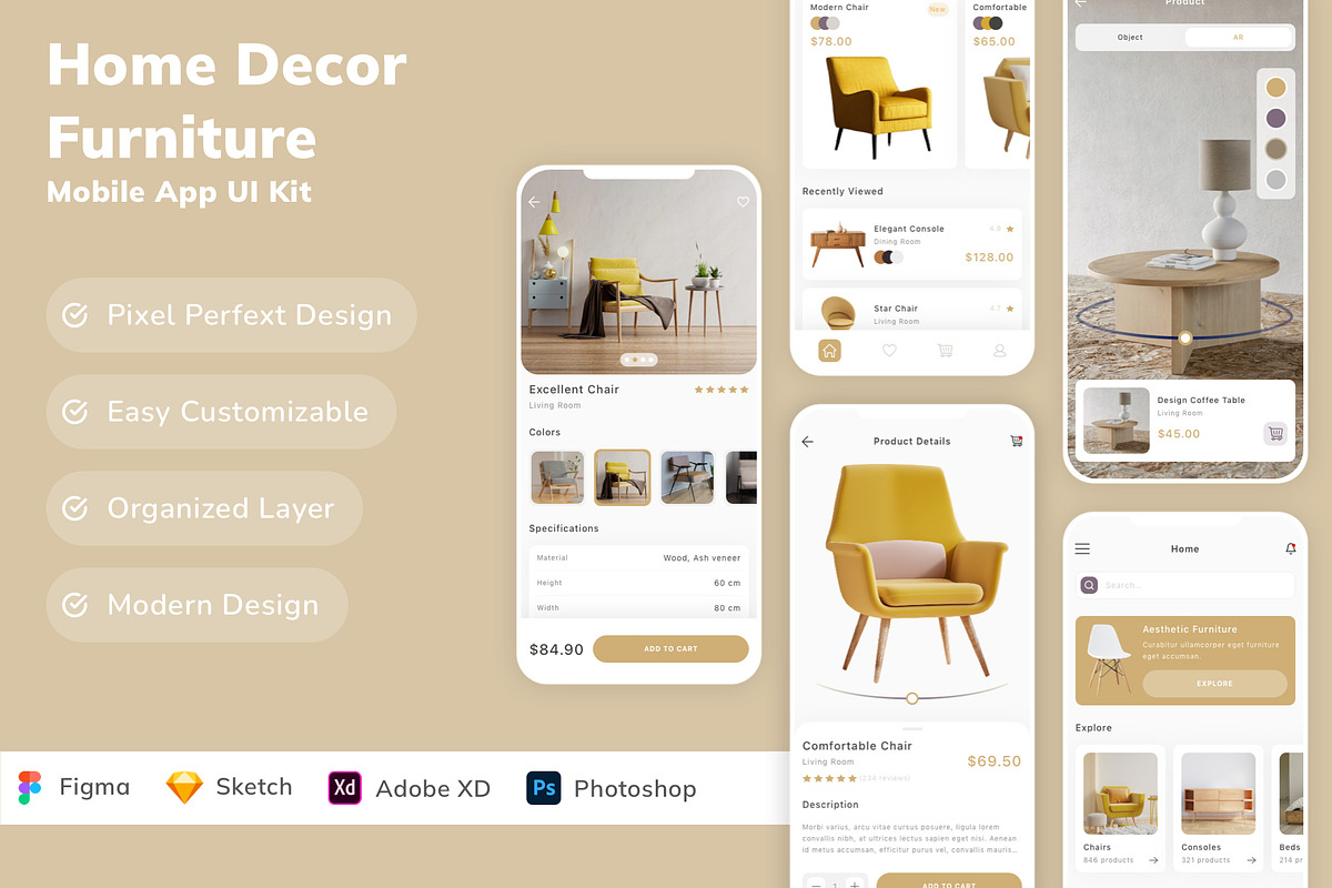 Home Decor & Furniture App UI Kit, an UI Kit Template by Betush