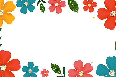 Bright Floral Border With Minimal Ce, a Photo by LOGOCREATIVE