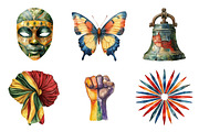 Watercolor Juneteenth Clipart, an Illustration by SinaCreation (Thumbnail 2 of 5)