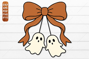 Halloween Ghost Bow Laser Cut SVG, an Object Graphic by Canvas Craft