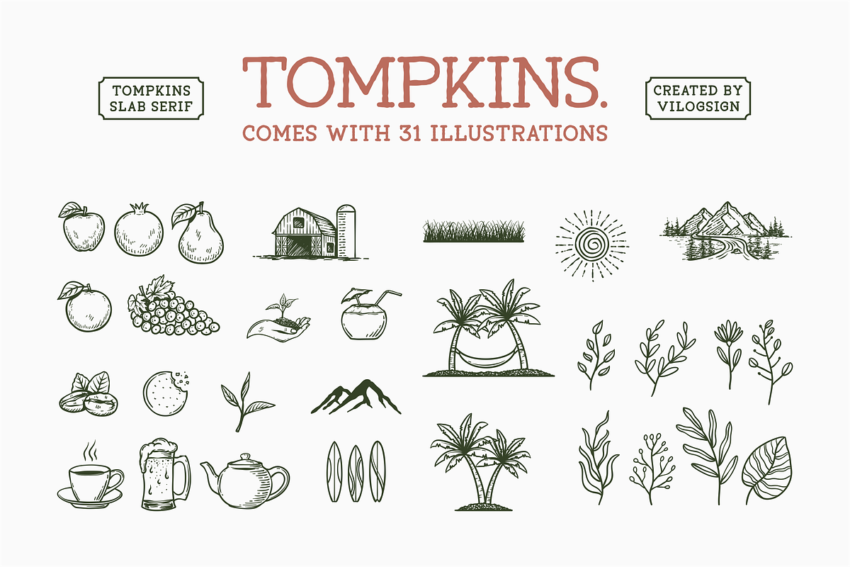 Tompkins a Vintage Slab Serif Font, a Serif Font by Vilogsign (Photo 6 of 8)
