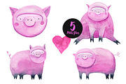 Watercolor Farm Animals Bundle, an Animal Illustration by Bibela (Thumbnail 14 of 16)