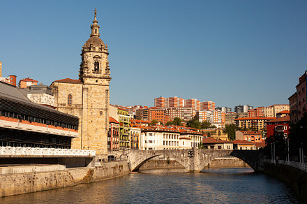 View of the historic La Ribera Market in the Nervion river, Bilbao, an Architecture Photo by Bepslabor
