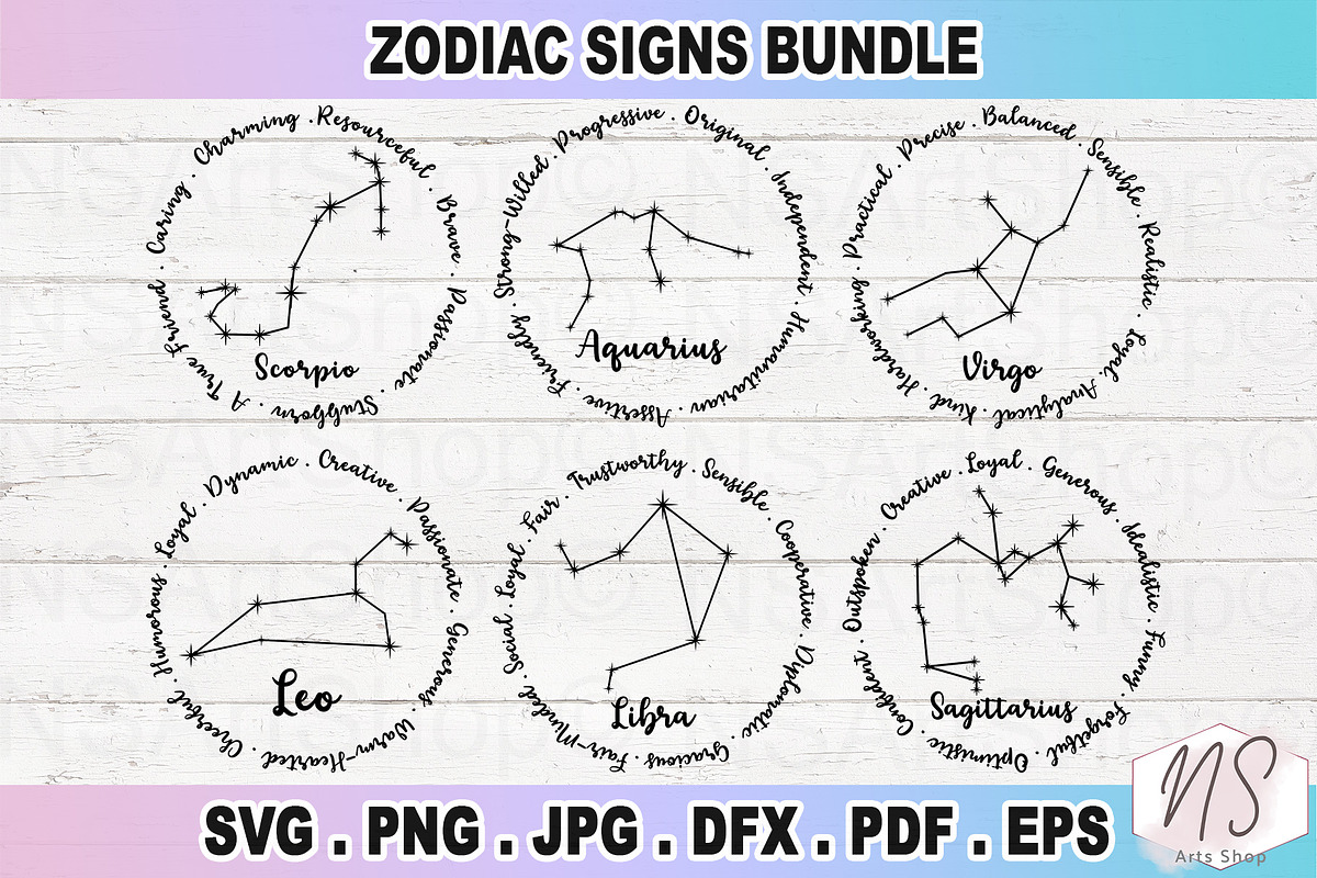 Zodiac Signs SVG Bundle, Astrology, an Illustration by NS Arts Shop (Photo 3 of 6)
