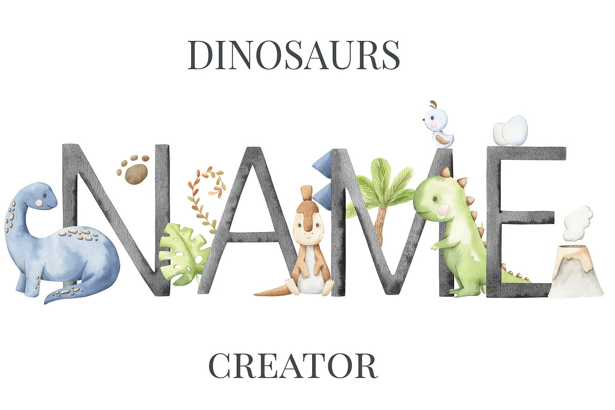 Dinosaurs name creator watercolor, an Illustration by Alesya Pytskaya (Photo 1 of 8)