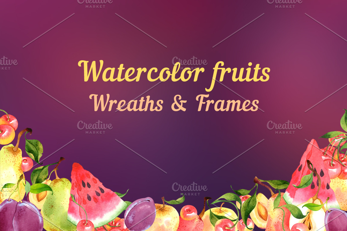 Fruit wreaths and frames, a Food Illustration by Evgeniia Zagreeva (Photo 1 of 3)