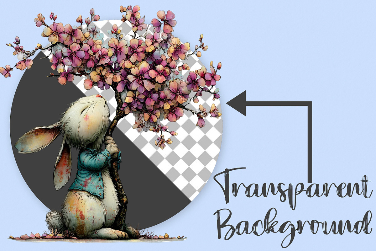 Whimsical Spring Rabbits Clipart PNG, an Illustration by Canvas Craft (Photo 2 of 7)