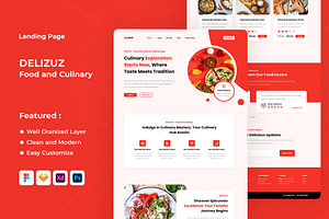 DELIZUZ - Food Culinary Landing Page, an UI Kit Template by ENATIVE
