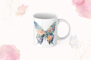 Watercolor Colorful Butterflies PNG