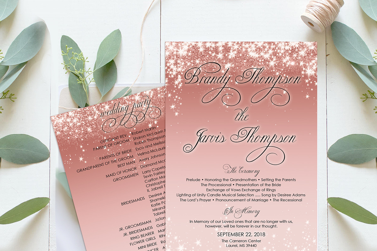 Rose Gold Romantic Wedding Program, an Invitation Template by DreamsClipArt (Photo 1 of 3)